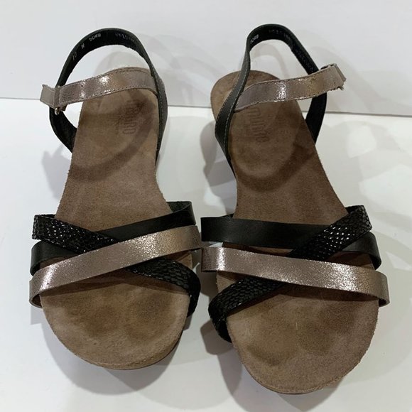 Munro Leather & Cork Wedge Sandals - size 10W - Picture 2 of 6